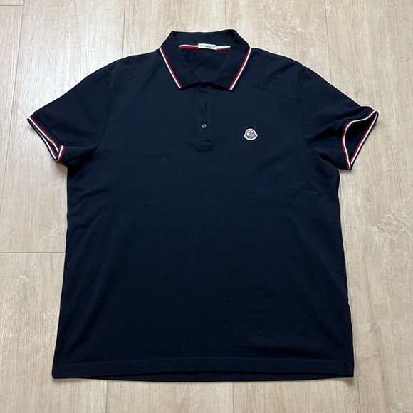 MONCLER Tipped Cotton Piqué Polo black, SIZE XL - Picture 5 of 12